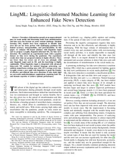 LingML: Linguistic-Informed Machine Learning for Enhanced Fake News
  Detection
