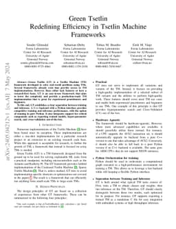 Green Tsetlin Redefining Efficiency in Tsetlin Machine Frameworks