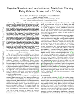 Bayesian Simultaneous Localization and Multi-Lane Tracking Using Onboard
  Sensors and a SD Map