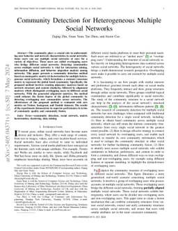 Community Detection for Heterogeneous Multiple Social Networks