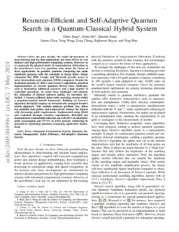 Resource-Efficient and Self-Adaptive Quantum Search in a
  Quantum-Classical Hybrid System