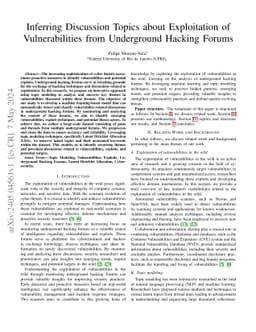 Inferring Discussion Topics about Exploitation of Vulnerabilities from
  Underground Hacking Forums
