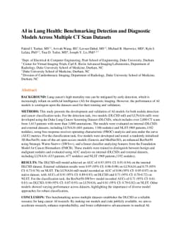 AI in Lung Health: Benchmarking Detection and Diagnostic Models Across Multiple CT Scan Datasets