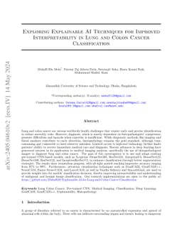 Exploring Explainable AI Techniques for Improved Interpretability in
  Lung and Colon Cancer Classification