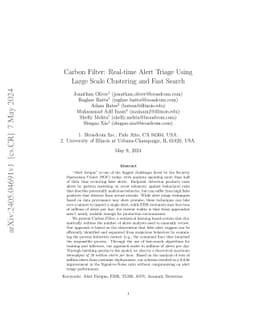 Carbon Filter: Real-time Alert Triage Using Large Scale Clustering and
  Fast Search