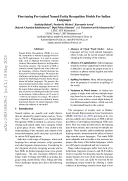 Fine-tuning Pre-trained Named Entity Recognition Models For Indian
  Languages