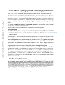 Concerns on Bias in Large Language Models when Creating Synthetic
  Personae