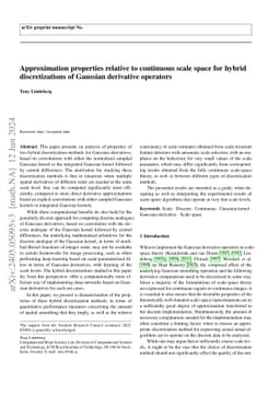 Approximation properties relative to continuous scale space for hybrid discretizations of Gaussian derivative operators