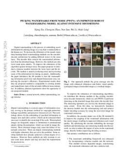 Picking watermarks from noise (PWFN): an improved robust watermarking
  model against intensive distortions