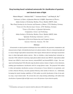 Deep learning-based variational autoencoder for classification of
  quantum and classical states of light