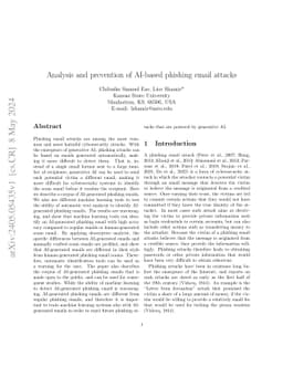 Analysis and prevention of AI-based phishing email attacks