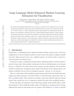 Large Language Model Enhanced Machine Learning Estimators for
  Classification