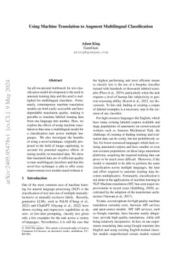 Using Machine Translation to Augment Multilingual Classification