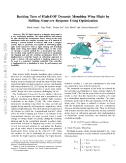 Banking Turn of High-DOF Dynamic Morphing Wing Flight by Shifting
  Structure Response Using Optimization