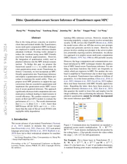 Ditto: Quantization-aware Secure Inference of Transformers upon MPC