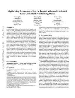 Optimizing E-commerce Search: Toward a Generalizable and Rank-Consistent
  Pre-Ranking Model