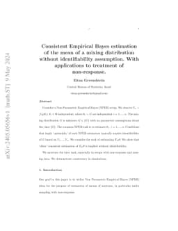 Consistent Empirical Bayes estimation of the mean of a mixing
  distribution without identifiability assumption. With applications to
  treatment of non-response
