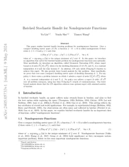 Batched Stochastic Bandit for Nondegenerate Functions