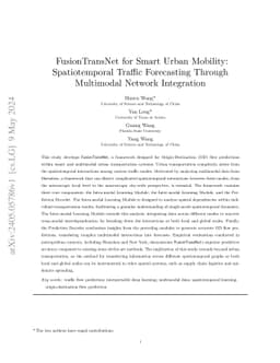 FusionTransNet for Smart Urban Mobility: Spatiotemporal Traffic
  Forecasting Through Multimodal Network Integration