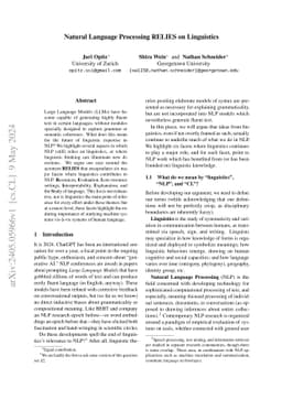 Natural Language Processing RELIES on Linguistics
