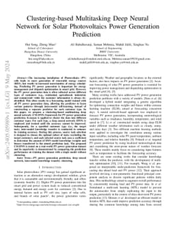 Clustering-based Multitasking Deep Neural Network for Solar
  Photovoltaics Power Generation Prediction