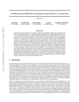A Minimalist Prompt for Zero-Shot Policy Learning