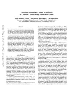 Enhanced Multimodal Content Moderation of Children's Videos using
  Audiovisual Fusion