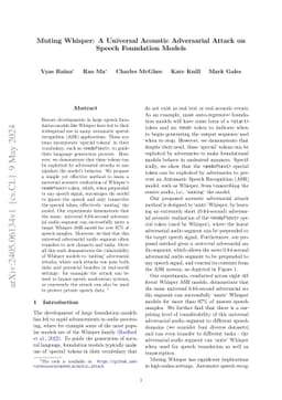 Muting Whisper: A Universal Acoustic Adversarial Attack on Speech
  Foundation Models