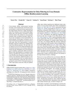 Contrastive Representation for Data Filtering in Cross-Domain Offline
  Reinforcement Learning