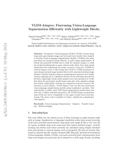 VLSM-Adapter: Finetuning Vision-Language Segmentation Efficiently with
  Lightweight Blocks