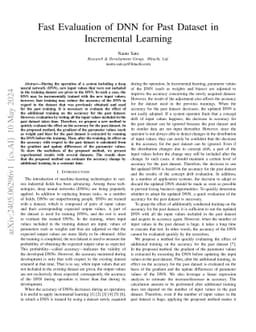 Fast Evaluation of DNN for Past Dataset in Incremental Learning