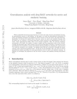 Generalization analysis with deep ReLU networks for metric and
  similarity learning