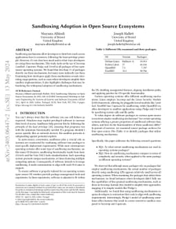 Sandboxing Adoption in Open Source Ecosystems