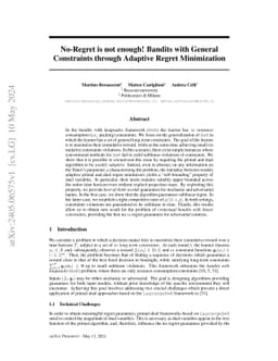 No-Regret is not enough! Bandits with General Constraints through
  Adaptive Regret Minimization
