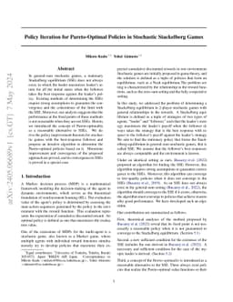 Policy Iteration for Pareto-Optimal Policies in Stochastic Stackelberg
  Games