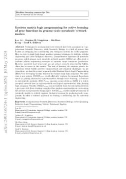 Boolean matrix logic programming for active learning of gene functions
  in genome-scale metabolic network models