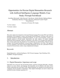 Opportunities for Persian Digital Humanities Research with Artificial
  Intelligence Language Models; Case Study: Forough Farrokhzad