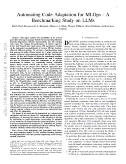Automating Code Adaptation for MLOps -- A Benchmarking Study on LLMs