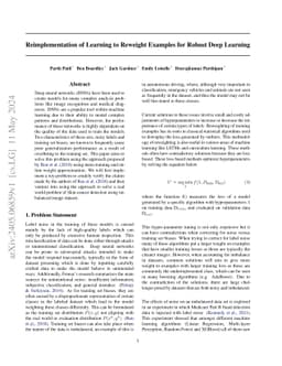 Reimplementation of Learning to Reweight Examples for Robust Deep
  Learning