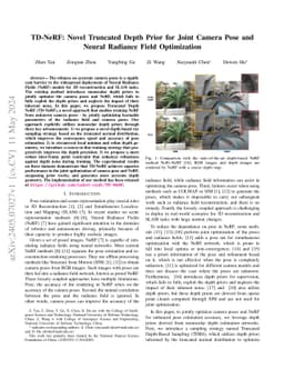 TD-NeRF: Novel Truncated Depth Prior for Joint Camera Pose and Neural
  Radiance Field Optimization