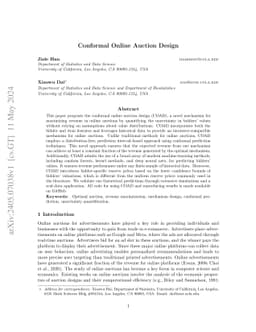 Conformal Online Auction Design