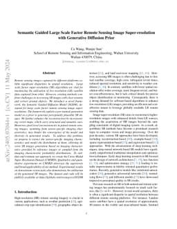 Semantic Guided Large Scale Factor Remote Sensing Image Super-resolution
  with Generative Diffusion Prior