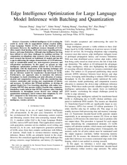 Edge Intelligence Optimization for Large Language Model Inference with
  Batching and Quantization