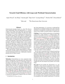 Towards Cloud Efficiency with Large-scale Workload Characterization