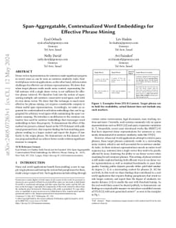 Span-Aggregatable, Contextualized Word Embeddings for Effective Phrase
  Mining