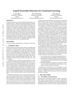 Liquid Ensemble Selection for Continual Learning