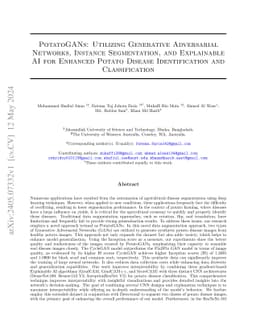 PotatoGANs: Utilizing Generative Adversarial Networks, Instance
  Segmentation, and Explainable AI for Enhanced Potato Disease Identification
  and Classification