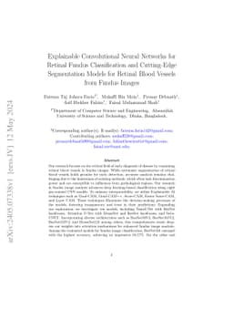 Explainable Convolutional Neural Networks for Retinal Fundus
  Classification and Cutting-Edge Segmentation Models for Retinal Blood Vessels
  from Fundus Images