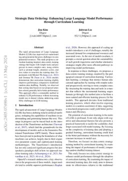 Strategic Data Ordering: Enhancing Large Language Model Performance
  through Curriculum Learning