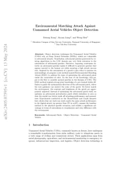 Environmental Matching Attack Against Unmanned Aerial Vehicles Object
  Detection